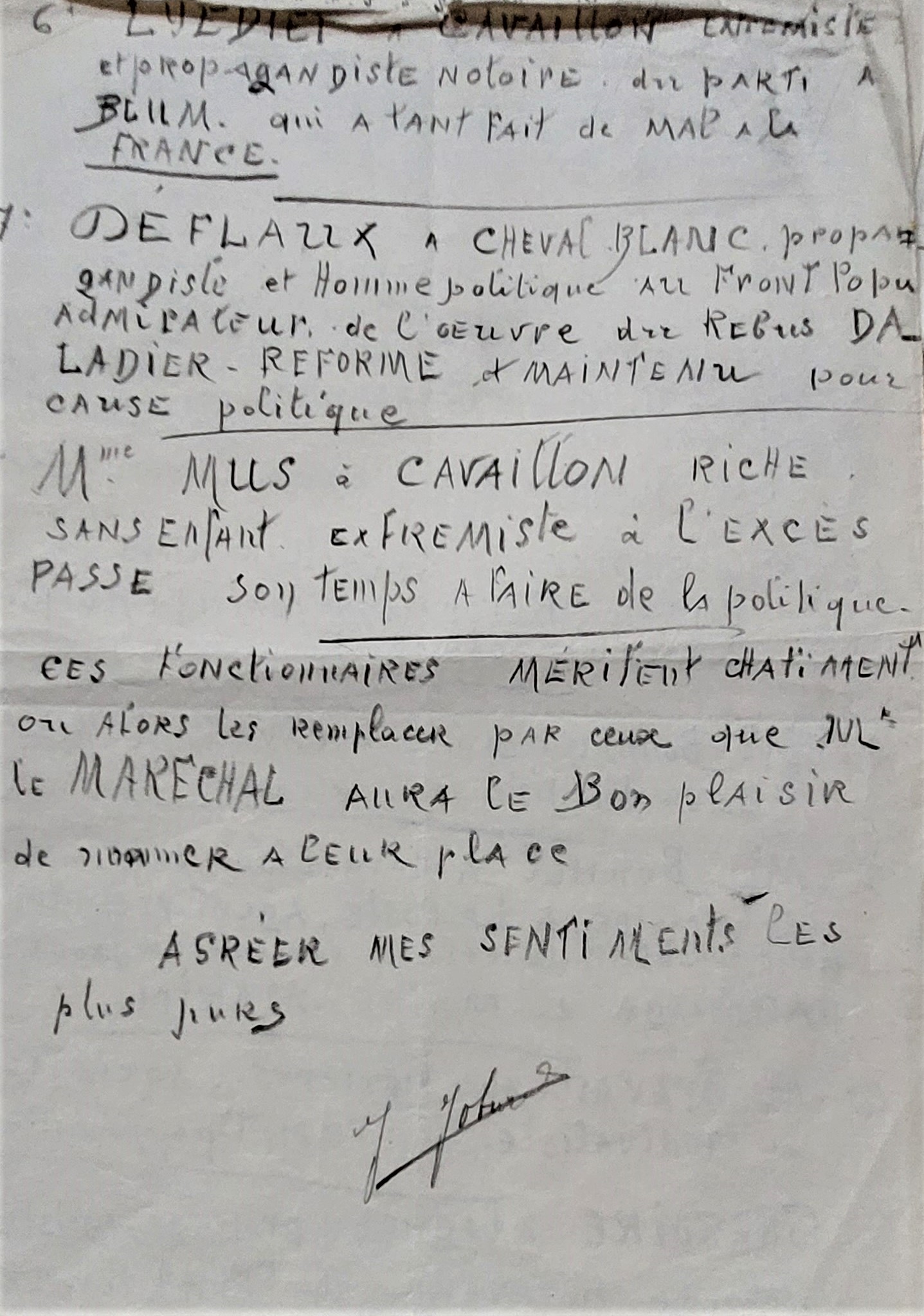 La dénonciation sous le régime de Vichy